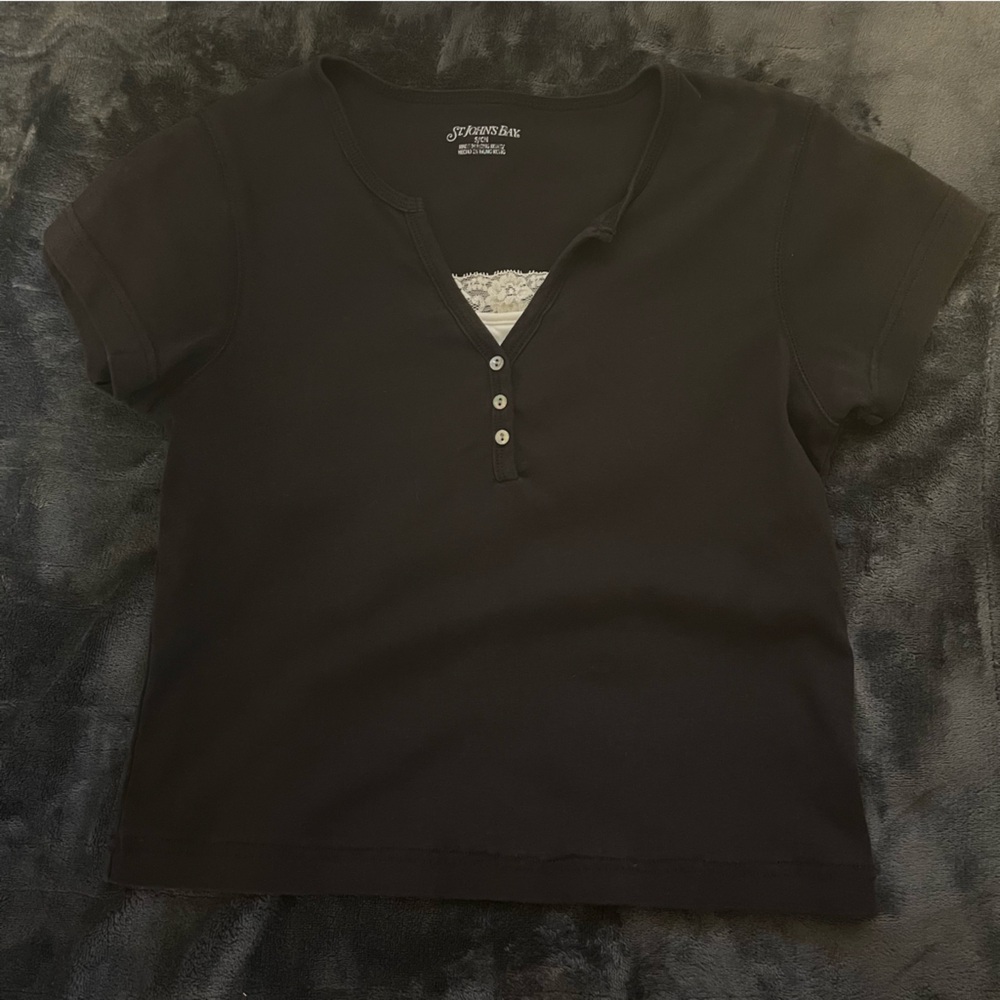 St. John's Bay Top with Lace Detail